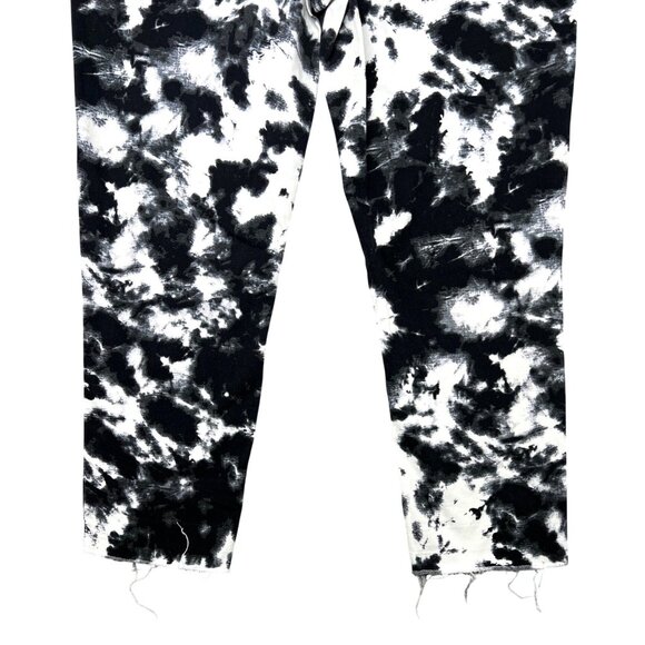 Karl Lagerfeld Tie-Dye Black & White Skinny Jeans Womens Size 12 Frayed Hem - Picture 11 of 14